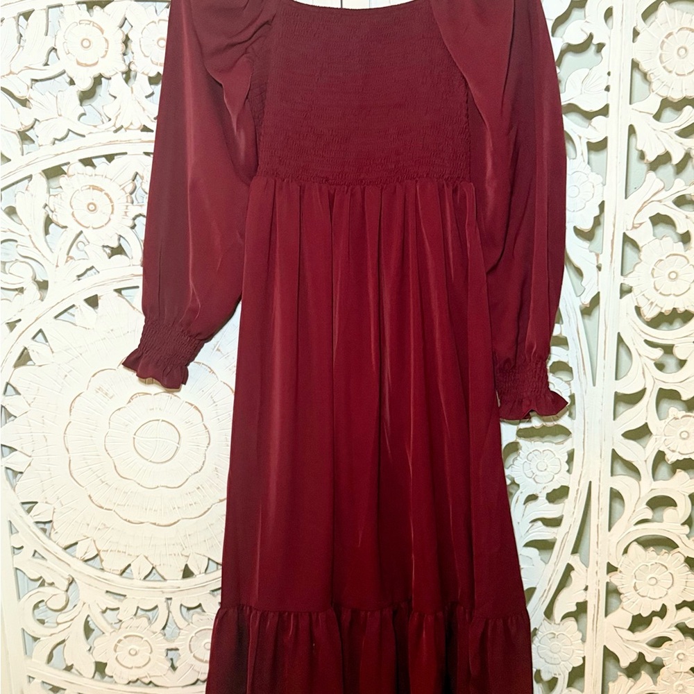 Burgundy Long Sleeve Dress